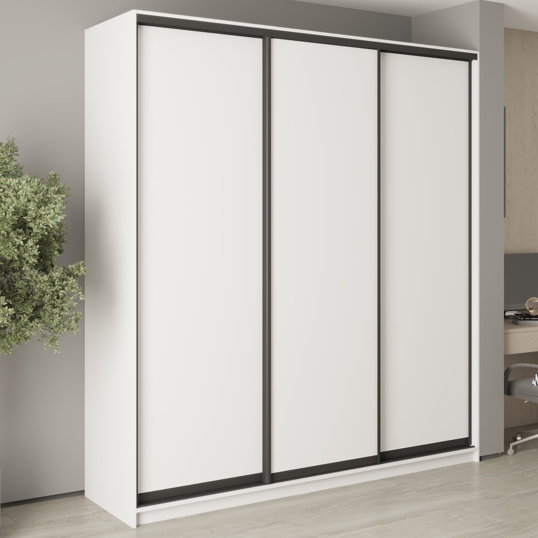 Шкаф-купе трехдверный Mebel Star Стандарт BG MBS-8548 220х45х240 см Аляска белый (1007959) - фото 1