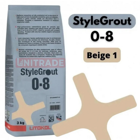 Затирка для плитки цементна Litokol StyleGrout 0-8 3 кг Beige (SG08BGE10063)