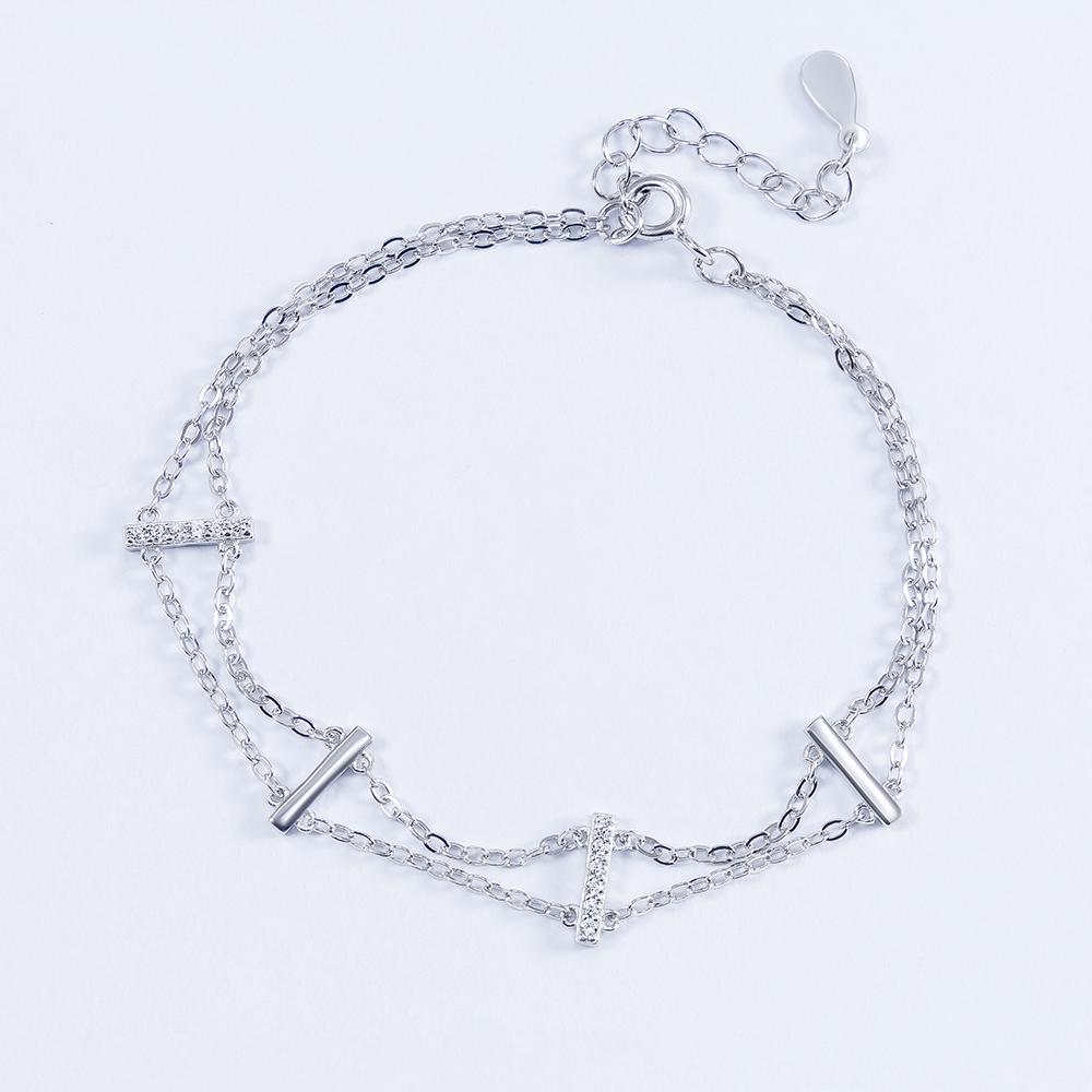 Срібний браслет подвійний з цирконами (b2cr-18)