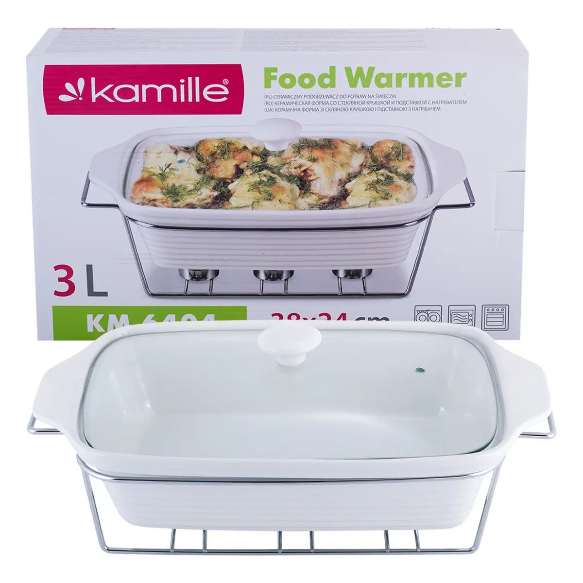 Марміт керамічний Kamille хромована підставка 3 свічники 3 л (KM-6404)