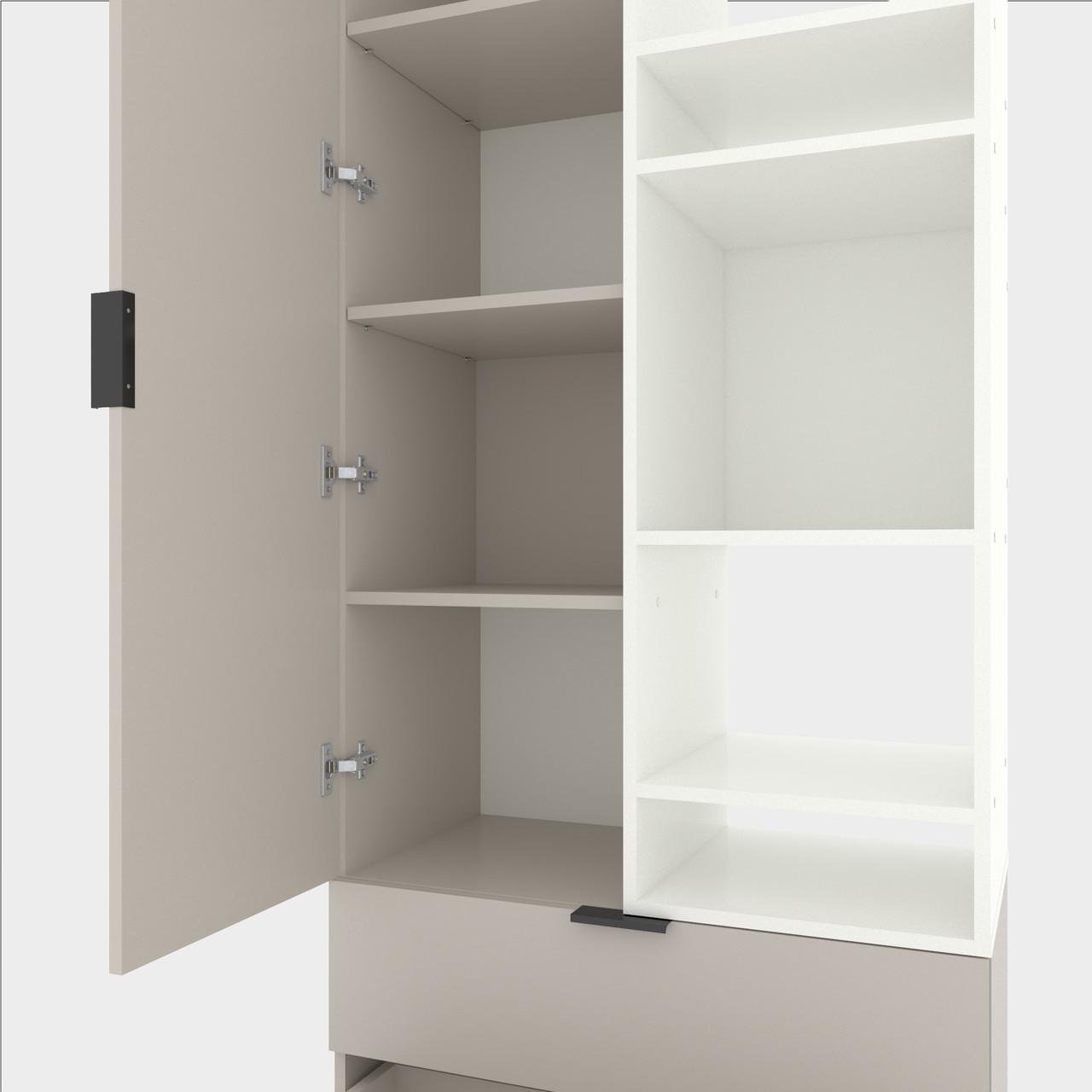 Шкаф Metkas Home A001R ЛДСП 800x420x2300 мм Кашемир/Белый Снег - фото 3