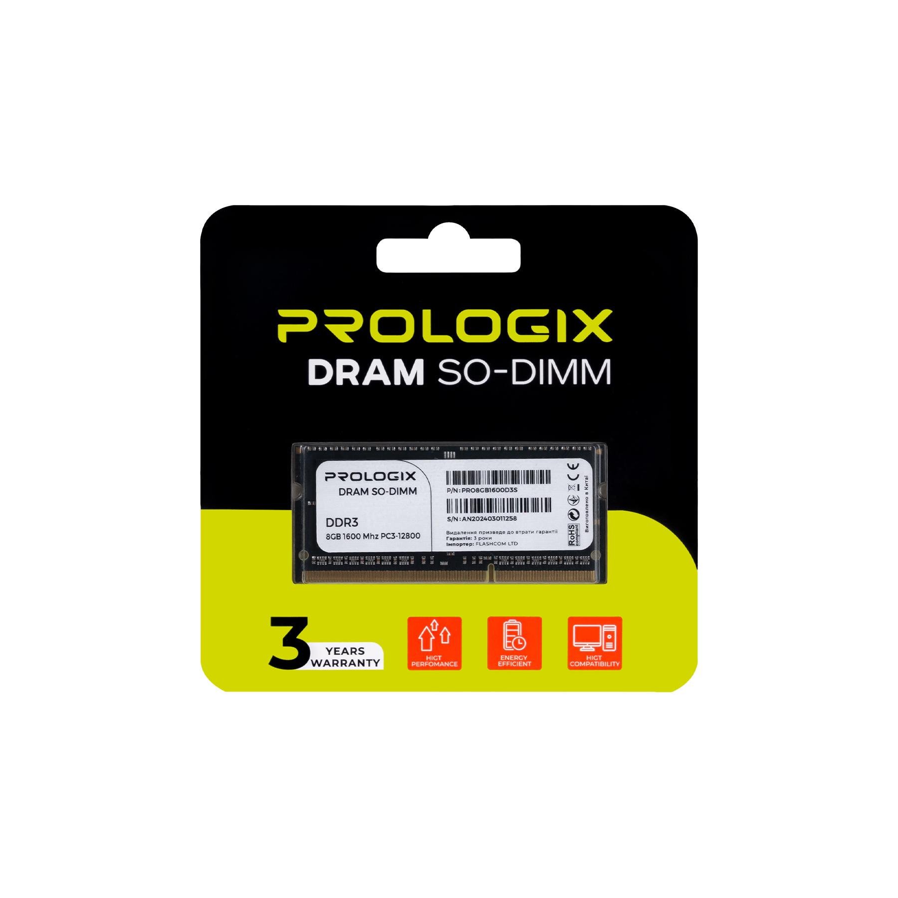 Оперативна пам'ять Prologix DDR3L SO-DIMM 8GB/1600 (PRO8GB1600D3S) - фото 4