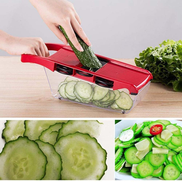 Овощерезка Mandoline Slicer 10в1 Красный (70842) - фото 6 Овощерезка Mandoline Slicer 10в1 Красный (70842) - фото 6