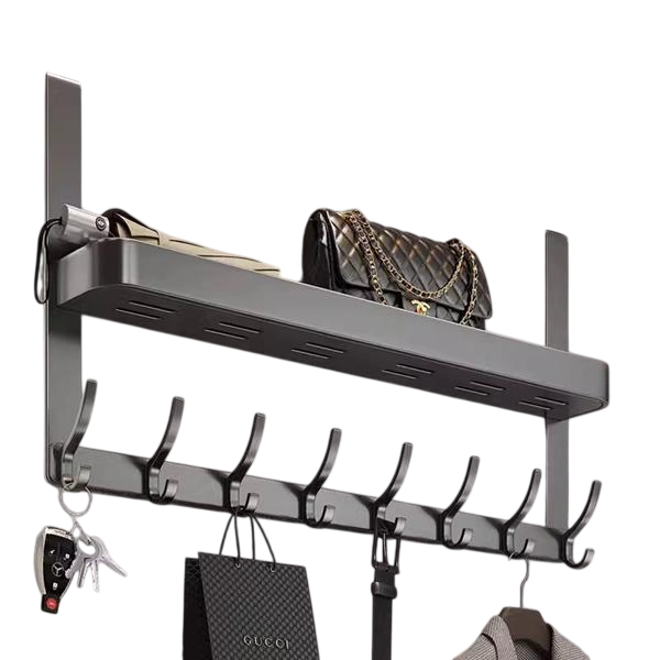 Полочка навесная с крючками без сверления Графитовый (37333)