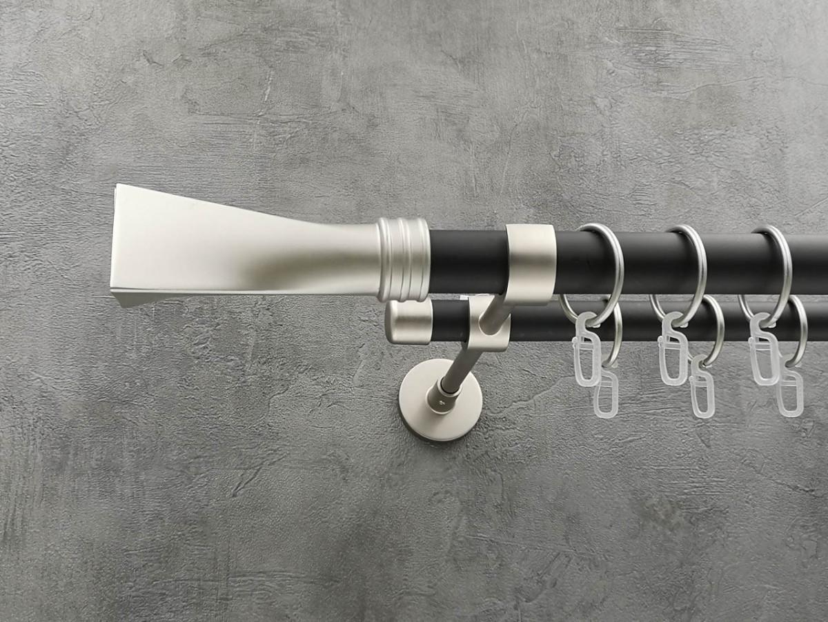 Карниз Quadrum Свінг гладка штанга подвійний модерн 25/19 мм 240 см Сатин/Чорний матовий (272279146)