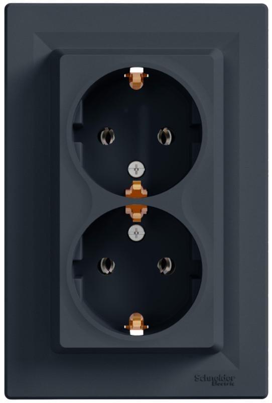 Розетка двойная Schneider Electric ABS Asfora с заземлением Антрацит (EPH9900171)