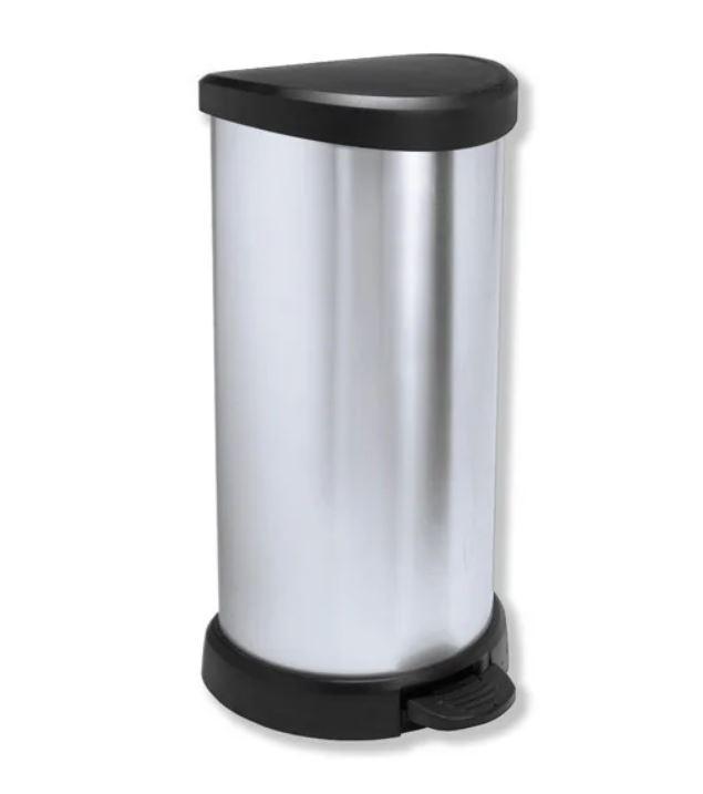 Корзина для мусора с педалью Curver Deco Pedal BIN 40 л Серебряный (248902) - фото 1