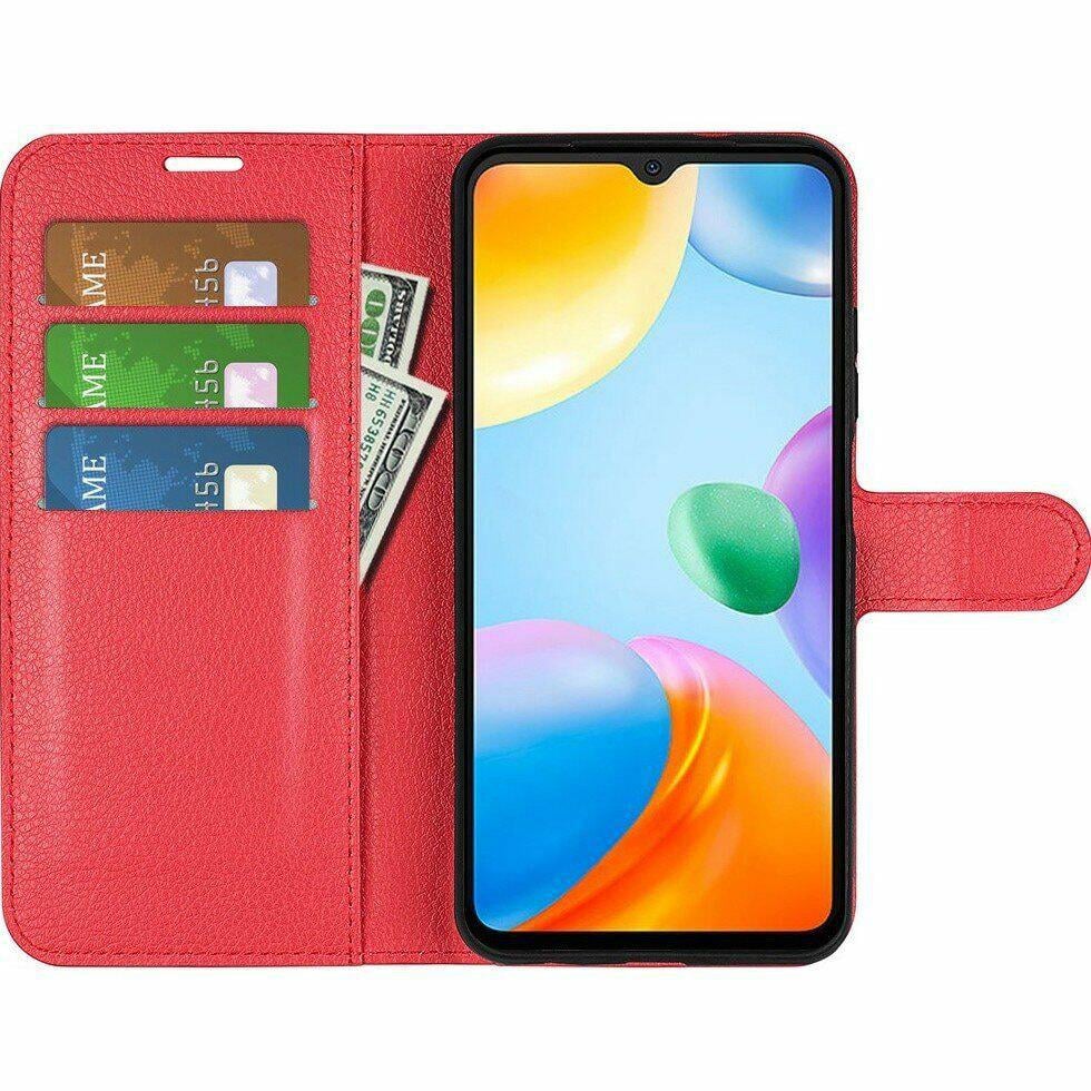 Чехол-Книжка с карманами для карт для Xiaomi Redmi 10C Красный (087716) - фото 2 Чехол-Книжка с карманами для карт для Xiaomi Redmi 10C Красный (087716) - фото 2
