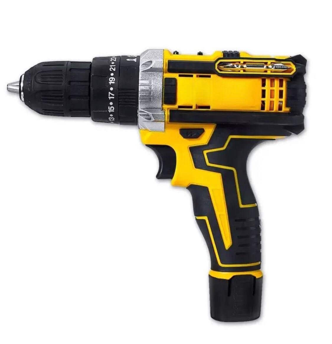 Шуруповерт с набором бит и сверл в кейсе (MA496) Шуруповерт с набором бит и сверл в кейсе (MA496)