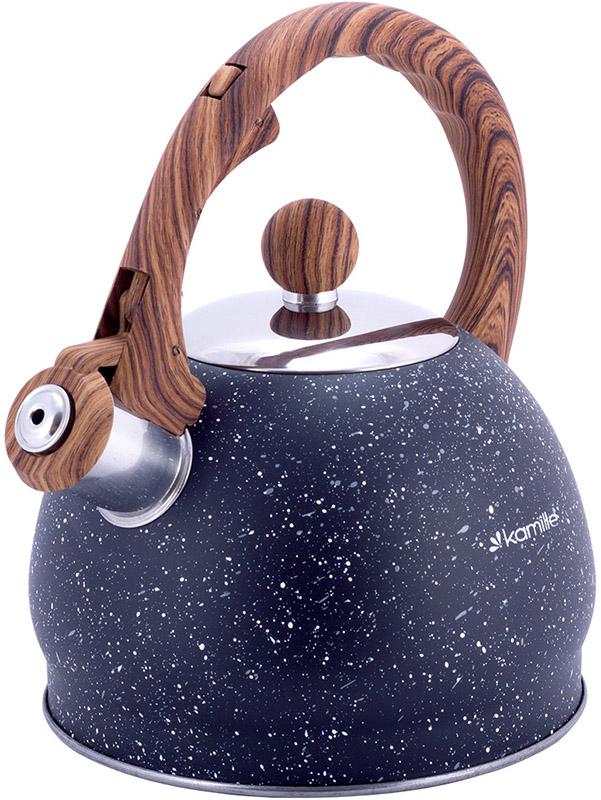 Чайник Kamille Whistling Kettle Marble з нержавіючої сталі зі свистком 2 л Чорний мармур (KM-1071) - фото 2