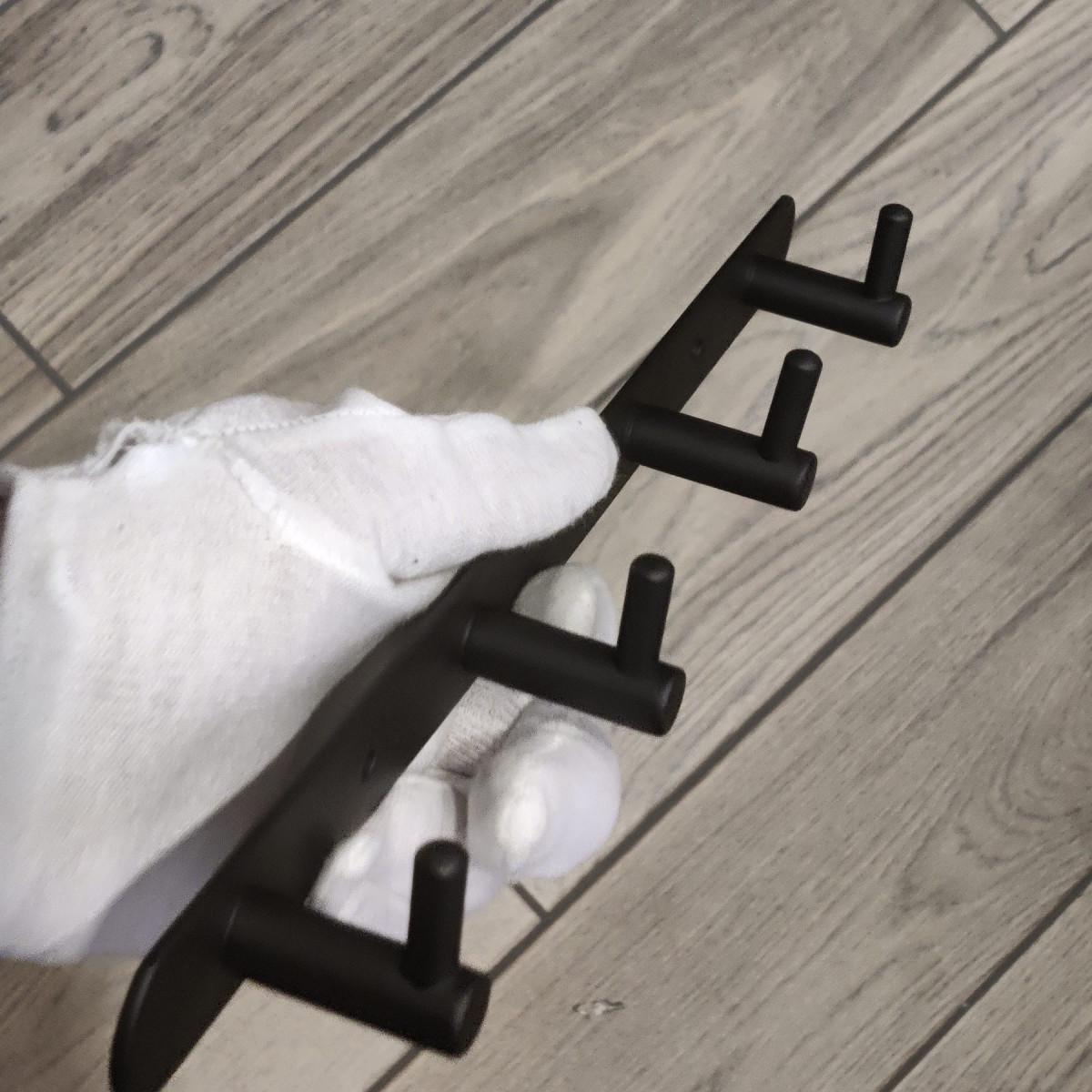 Вішалка у ванну Ermo E-PRO SLIM 4 Hooks SS-304 з нержавіючої сталі на 4 гачки Чорний (2436) - фото 6