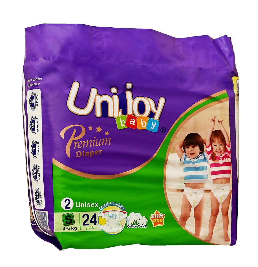 Подгузники UNIJOY Premium Diapers ультратонкие органические 24 шт. S 3-6 кг (12856479)
