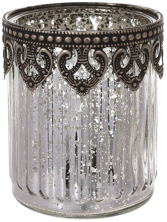 Свічник скляний Antique 10 см Античне срібло