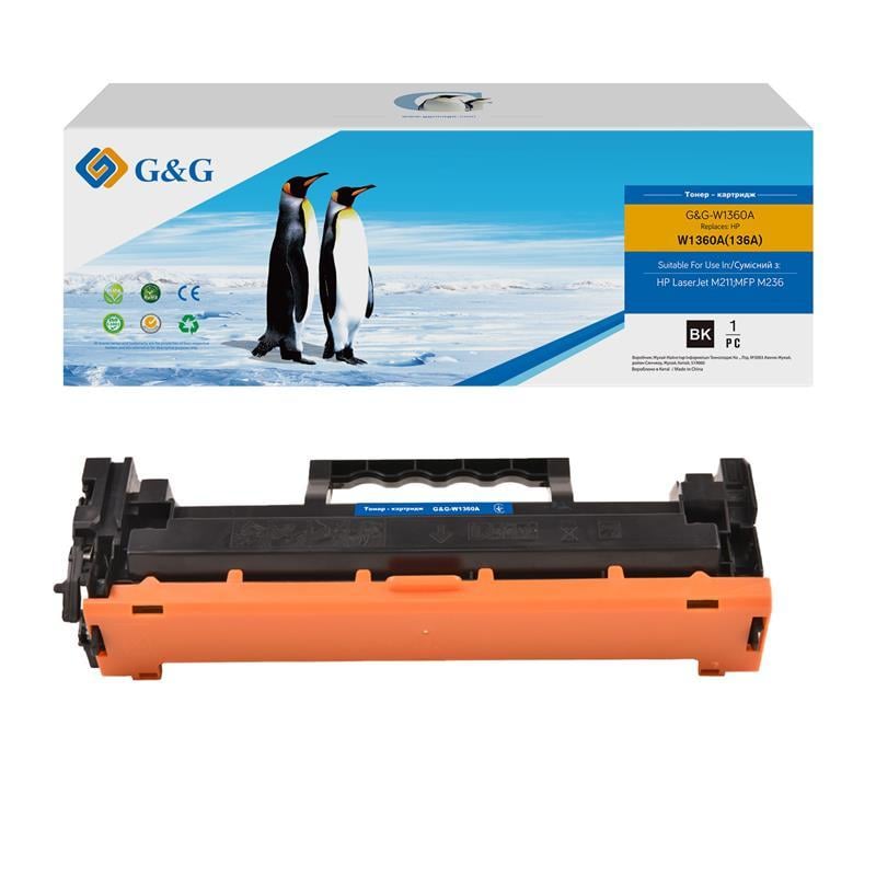 Тонер G&G W1360X_NC для HP LaserJet серії M211–M236 без чіпа без лічильника 2600 сторінок Чорний (620521) - фото 2 Тонер G&G W1360X_NC для HP LaserJet серії M211–M236 без чіпа без лічильника 2600 сторінок Чорний (620521) - фото 2