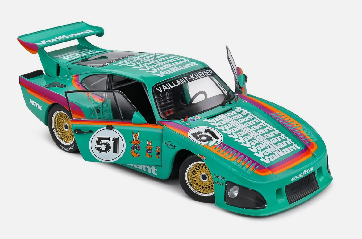 Коллекционная модель автомобиля Solido Porsche 935 K3 Vaillant #51 1977 г. 1:18 Зеленый (43)