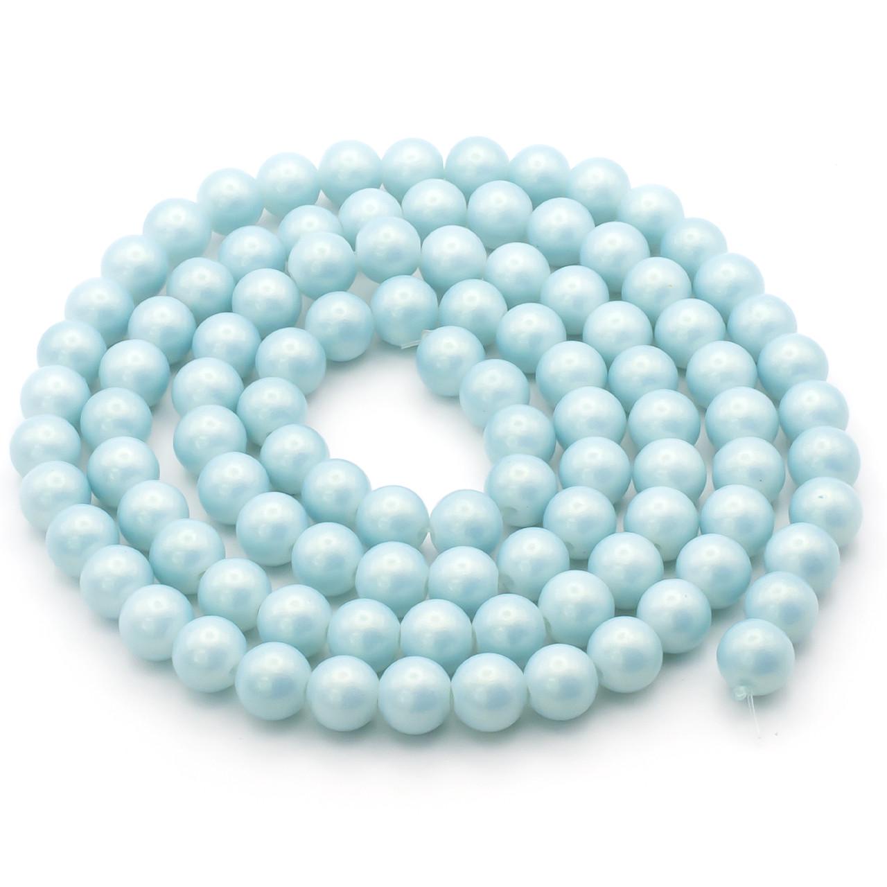 Бусины стеклянные перламутр 8 мм 80 см 105 шт. Бирюзовый (БЖ0008п41)