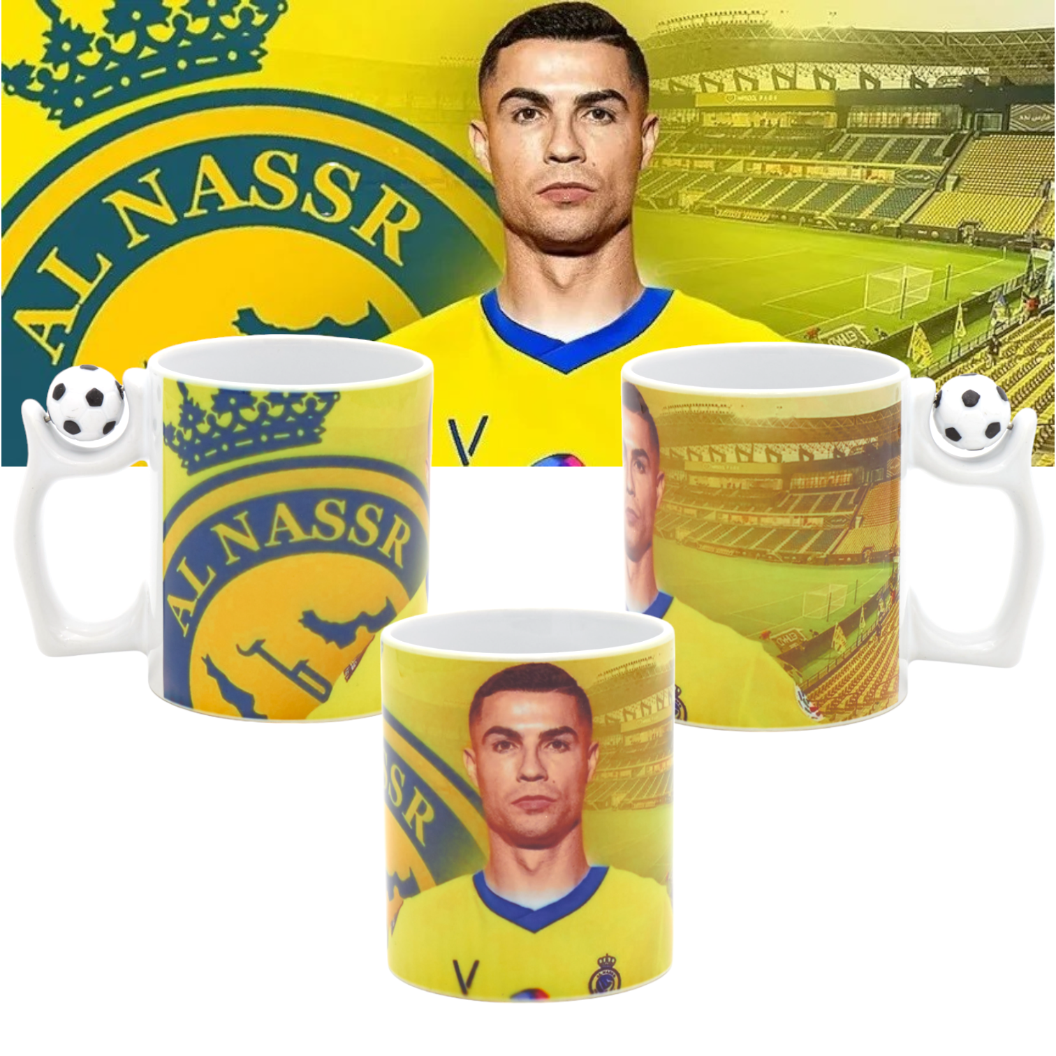 Чашка с принтом Ronaldo Al-Nassr с футбольным мячиком на ручке 330 мл (01_K1133041325) - фото 4