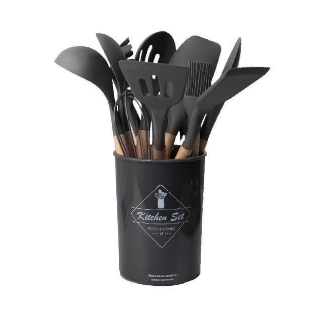 Набор кухонных принадлежностей Kitchen Set RB-2239 силиконовый 12 пр. Черный (RB2239\1) - фото 1