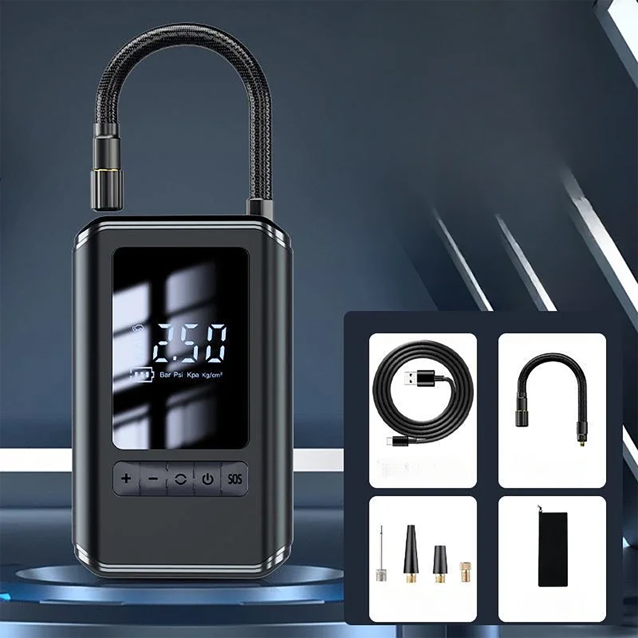 Насос автомобильный беспроводной с фонариком с чехлом 25 л/м 4000 mAh - фото 4 Насос автомобильный беспроводной с фонариком с чехлом 25 л/м 4000 mAh - фото 4