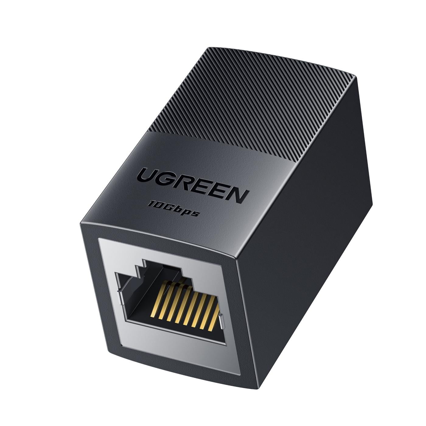 Спліттер з'єднувач витої пари патч-кордів Cat 8/7/6 UGREEN NW326 RJ45 Shielded Network Connector Black (55359)