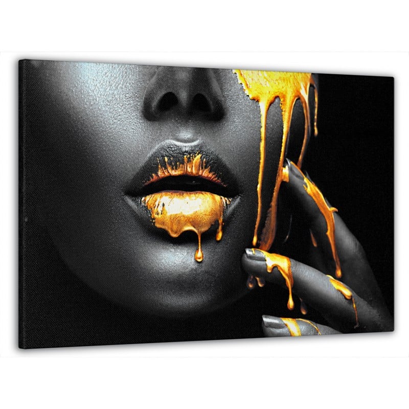 Картина на стену в гостиную/спальнюЧерно-белая девушка в золоте 60x100 см (MK10096_M)