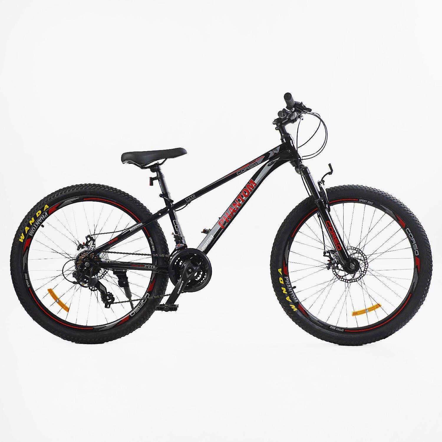 Велосипед горный Corso Phantom оборудование Saiguan 26"/13" Черный (824201629)
