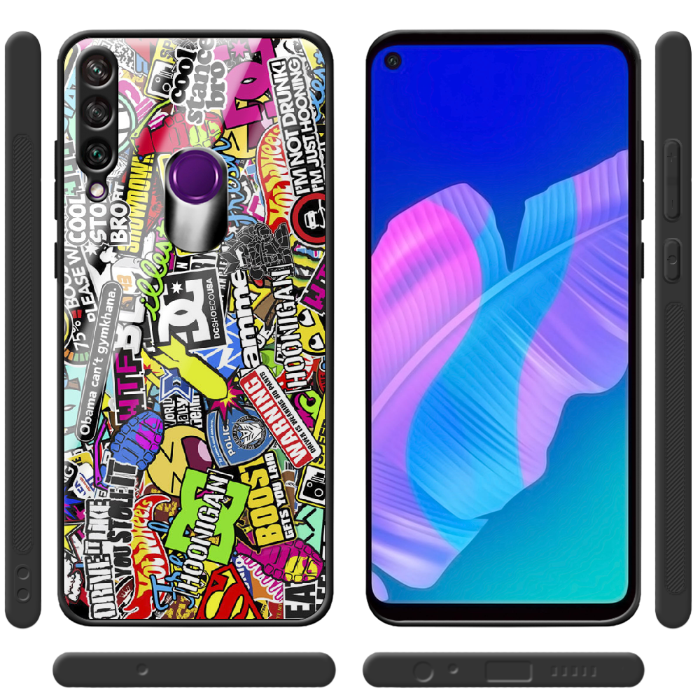 Чохол BoxFace Huawei Y6p Multicolored Inscriptions Чорний силікон зі склом (40017-up880-40863) - фото 2