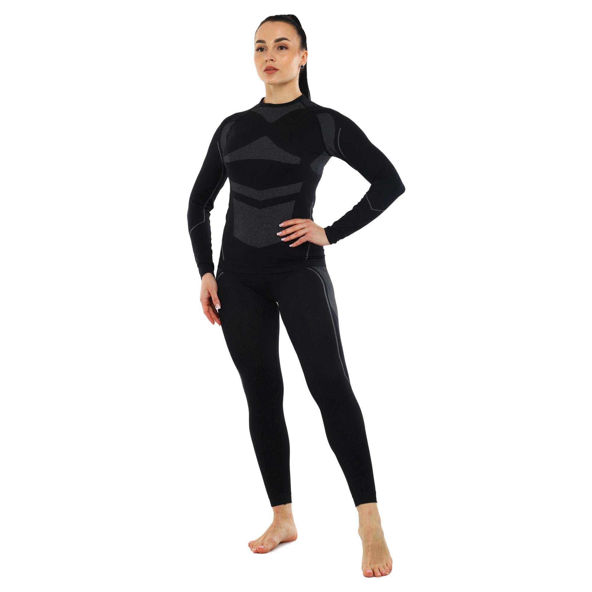 Термобілизна комплект жіночий Zelart CO-7302-7304 M/L р. 44-46 Чорний/Сірий