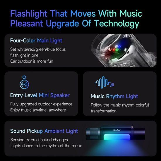 Фонарь многофункциональный NexTool Thunder Music Flashlight Portable NE20161 12в1 - фото 7