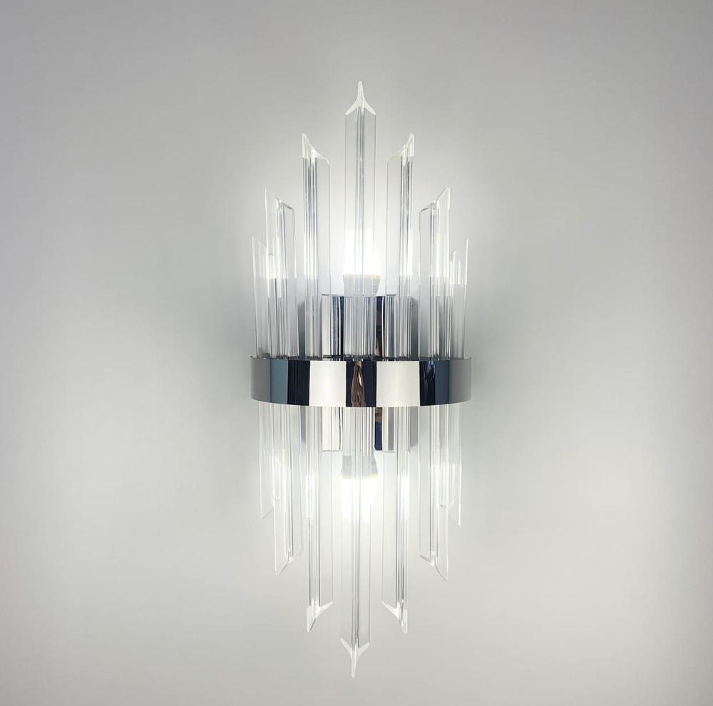 Светильник хрустальный настенный в хромированном каркасе (WS 151/2)