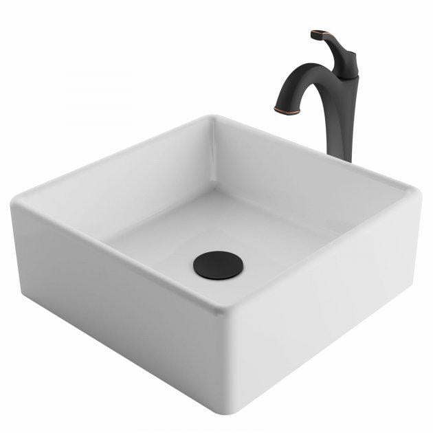 Комплект из раковины и смесителя KRAUS C-KCV-120-1200ORB Белый/Черная бронза (95192)