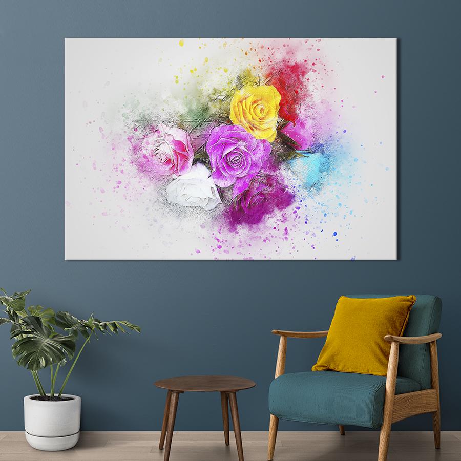 Картина на холсте Разноцветные розы 51x34 см (862-1)
