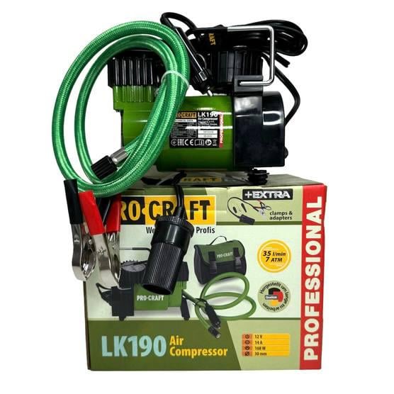 Компресор автомобільний однопоршневий Procraft LK190 12V 35 л/хв 7 атмосфер Компресор автомобільний однопоршневий Procraft LK190 12V 35 л/хв 7 атмосфер