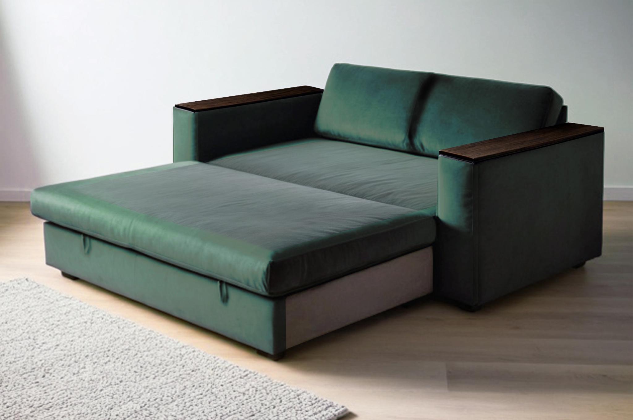 Диван-трансформер Tobi Sho Kubus-120 мягкий для гостиной велюр 1600х800х1000 мм Изумрудный - фото 1