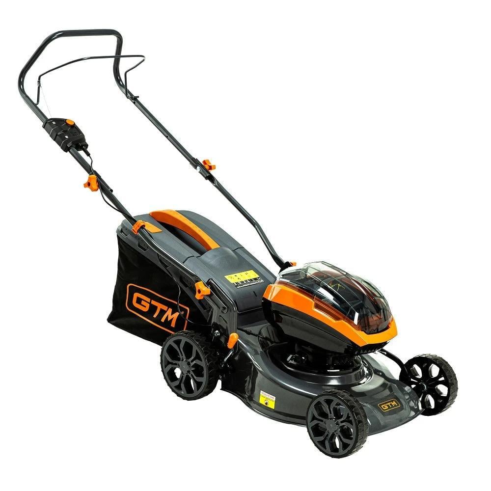 Газонокосилка аккумуляторная GTM BLM42 42 см/25-75 мм/45 л/BL/18+18 В/без аккумуляторов и зарядного устройства