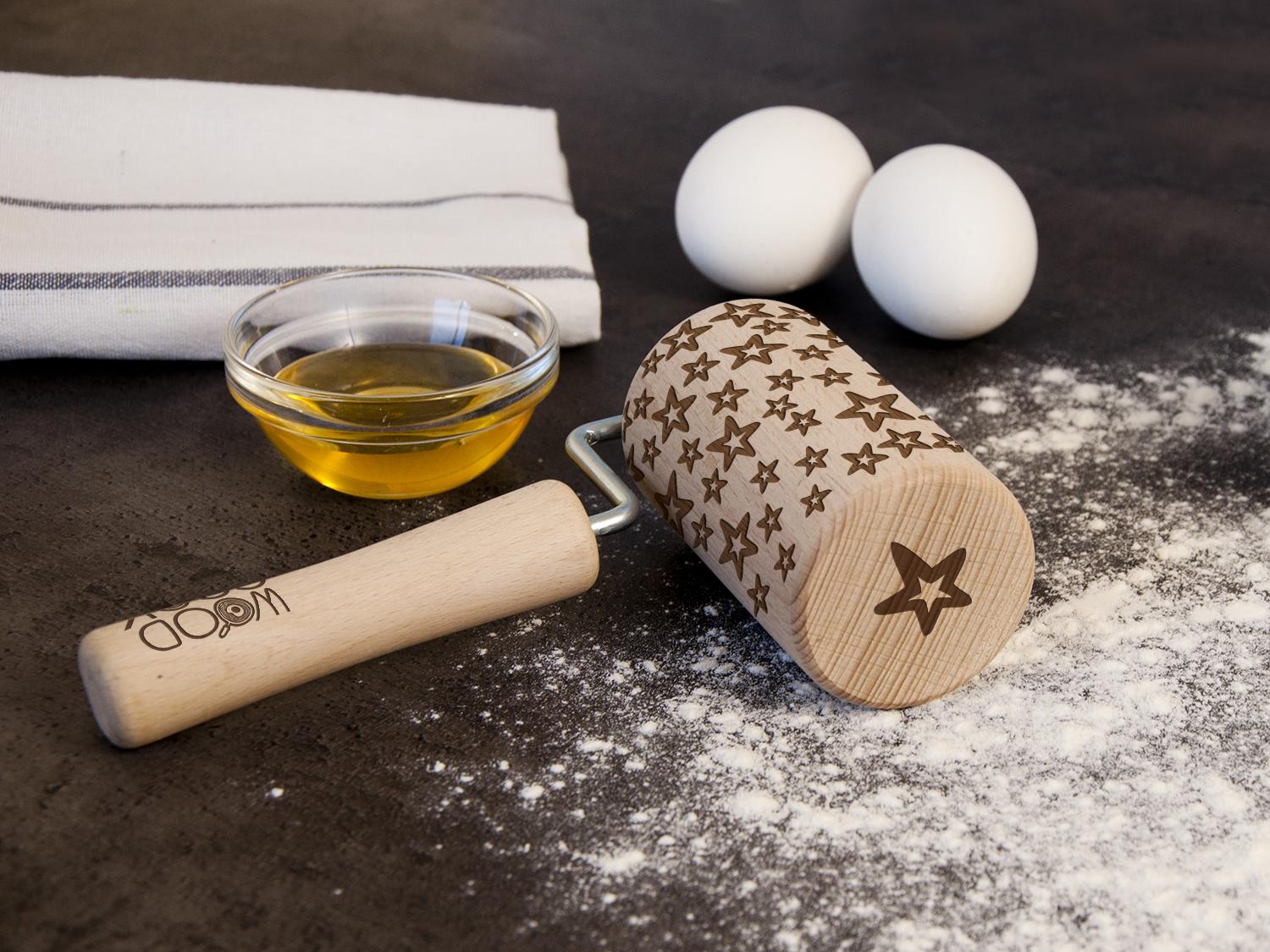 Ролик для теста WoodPresentStudio с узором Звездочки