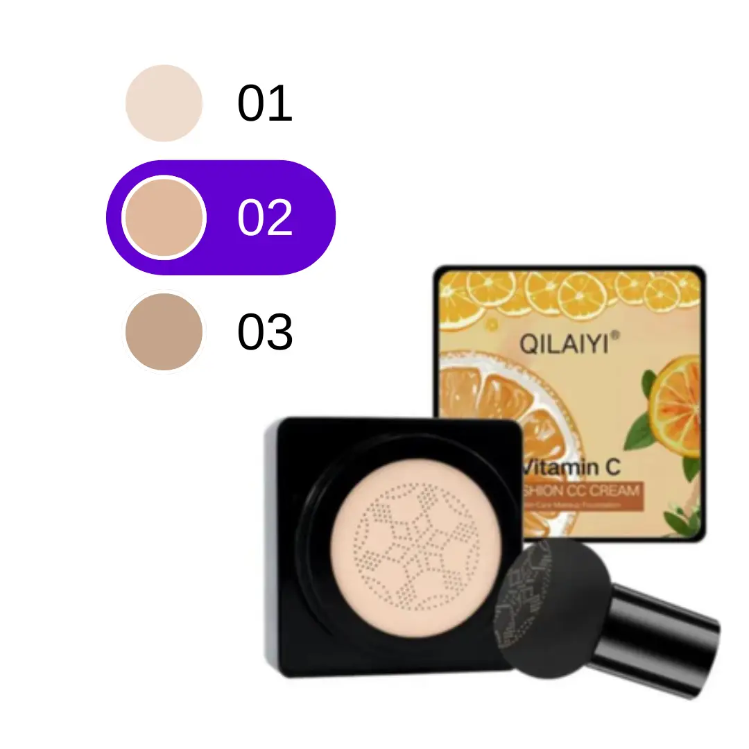 Кушон для обличчя Qilaiyi Vitamin C Cushion CC Cream 20 мл 02-Бежевий натуральний (27303651) - фото 2 Кушон для обличчя Qilaiyi Vitamin C Cushion CC Cream 20 мл 02-Бежевий натуральний (27303651) - фото 2