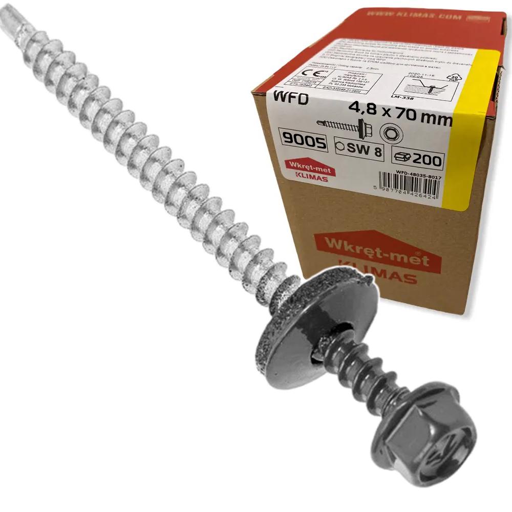 Саморіз по дереву Klimas Wkret-Met 4,8x70 мм RAL 9005 200 шт. уп. (29471805) - фото 2