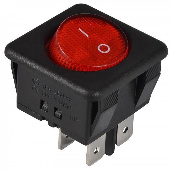 Переключатель одноклавишный АСКО-УКРЕМ KCD2-10-201 R/B Круг двухполюсный Черный/Красный (A0140040126)