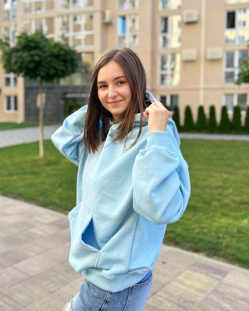 Худі оверсайз унісекс eSTetdruk бавовна L/XL Блакитний (STHO011)