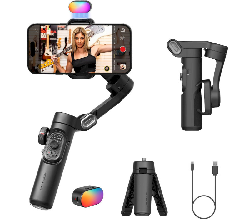 Стабілізатор для зйомки з телефону AOCHUAN SMART XE електронний з підсвічуванням - фото 3 Стабілізатор для зйомки з телефону AOCHUAN SMART XE електронний з підсвічуванням - фото 3