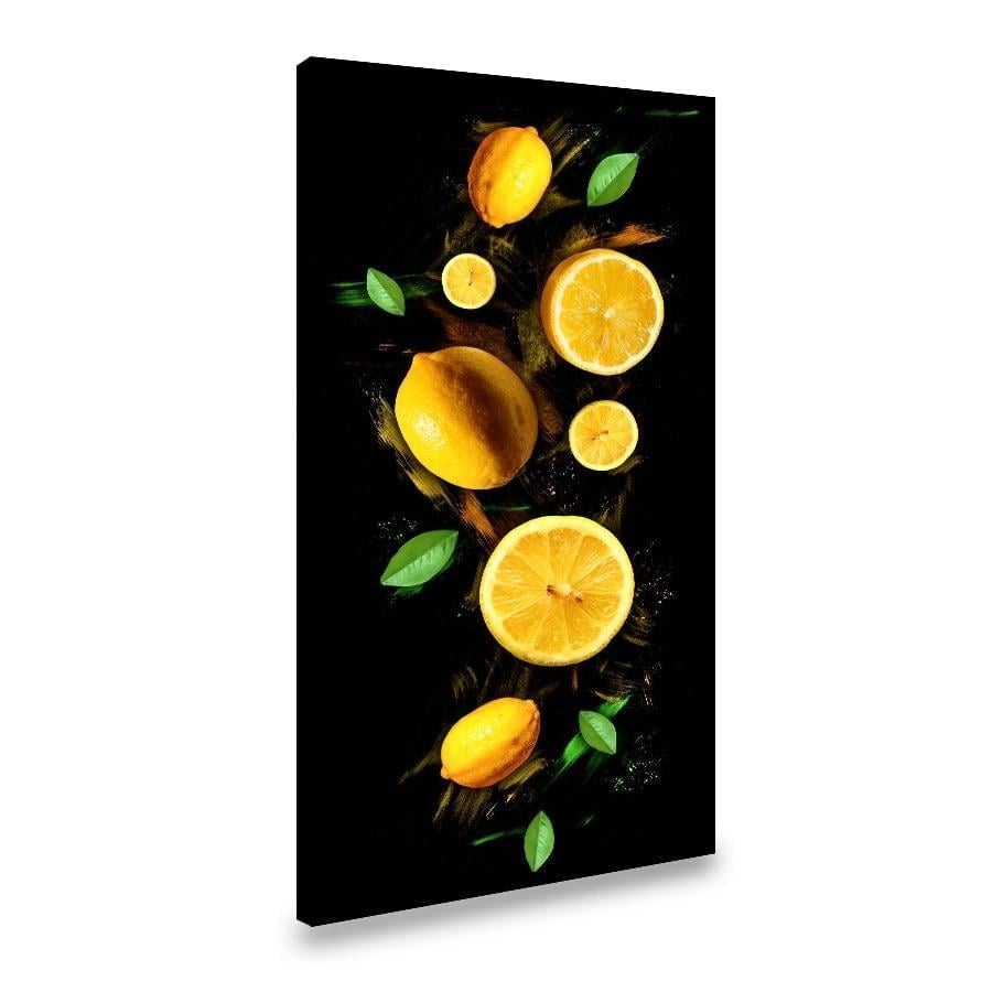 Картина на полотні Лимони на чорному тлі 80x40 см (281VP_L)
