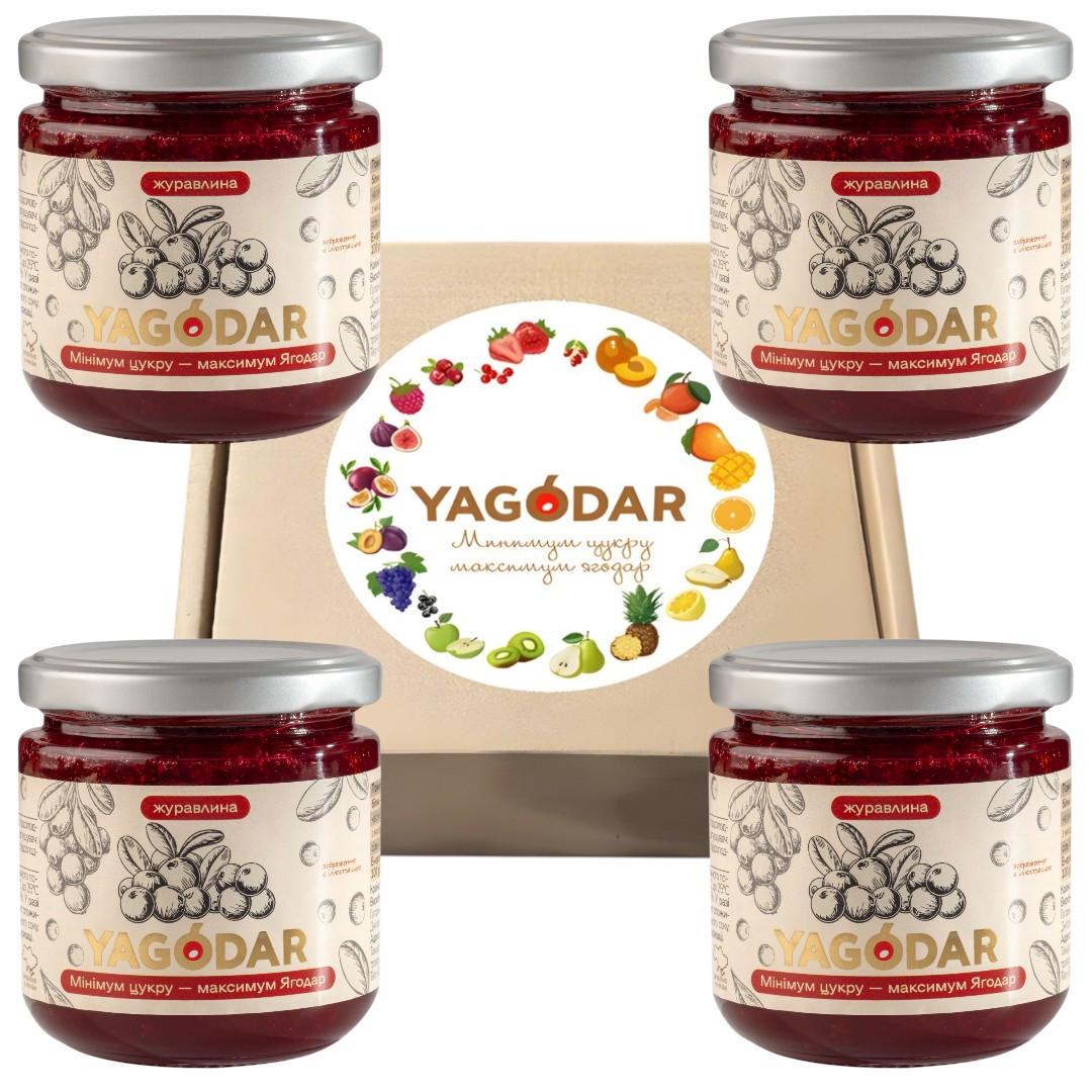 Набор джемов YAGODAR из клюквы с низким содержанием сахара 4 шт.