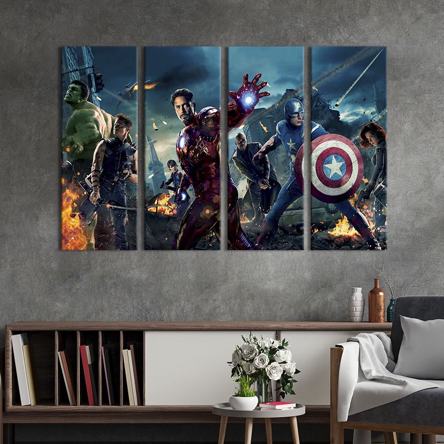 Модульная картина из 4 частей Элитная команда супергероев Мстители 89x53 см (649-41)
