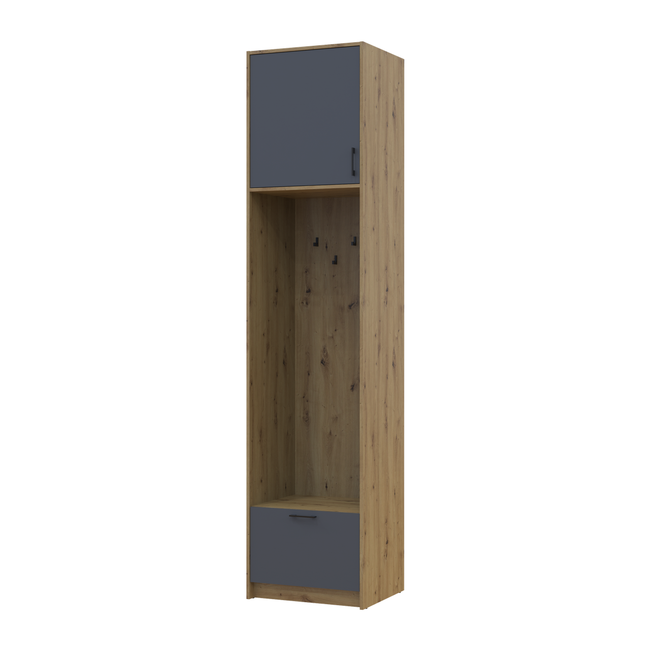 Пенал-вішалка Doros Ронді з високою антресолею 60х52х260 см Дуб Артізан/Графіт (42005267) Пенал-вішалка Doros Ронді з високою антресолею 60х52х260 см Дуб Артізан/Графіт (42005267)