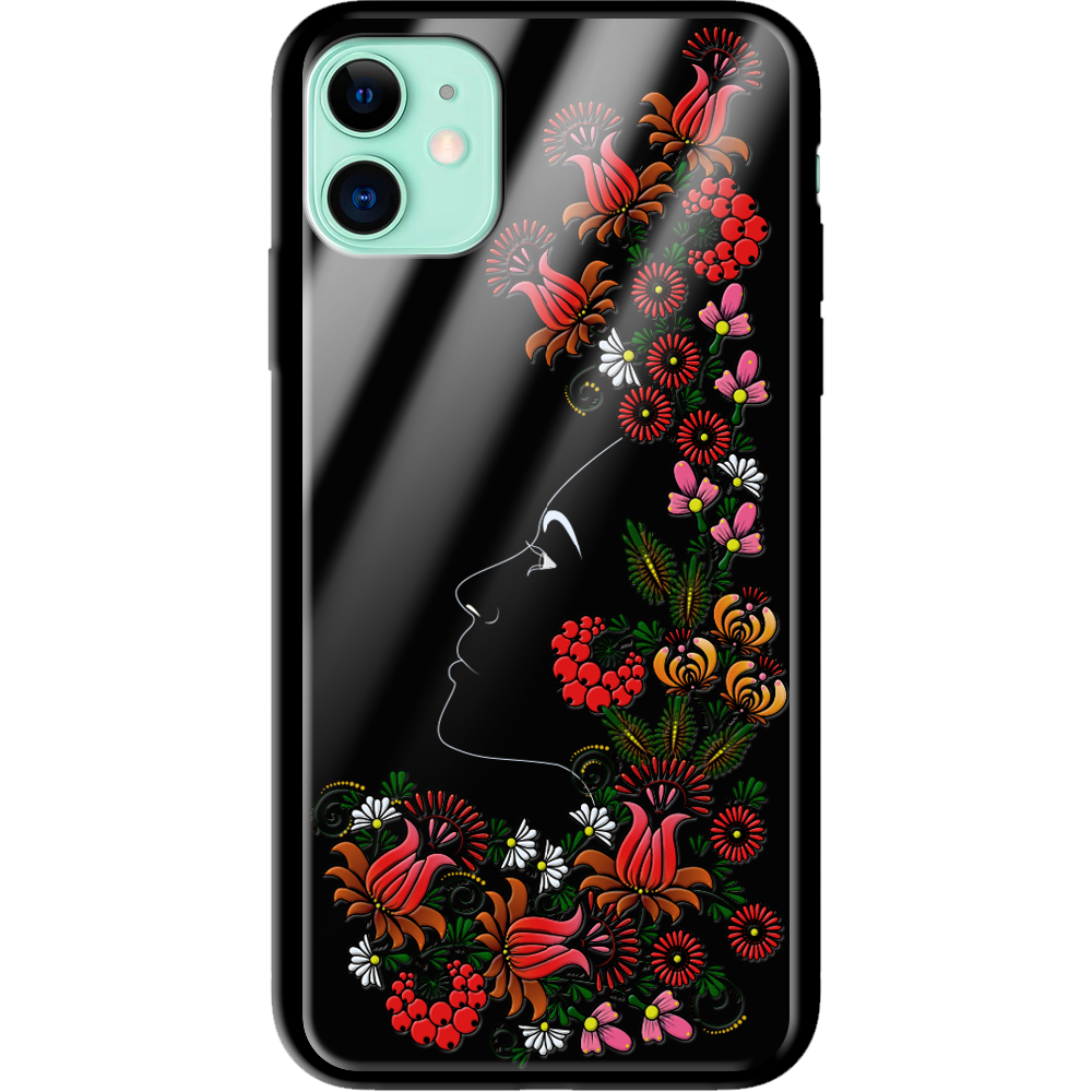 Чехол Boxface iPhone 11 3D Ukrainian Muse Черный силикон со стеклом (38184-bk64-38345)