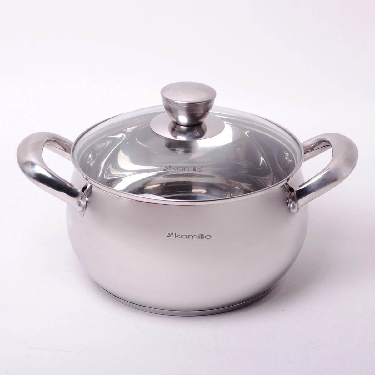 Кастрюля с крышкой Kamille 4,1 л с полыми ручками для индукции и газа (KM-4013S)