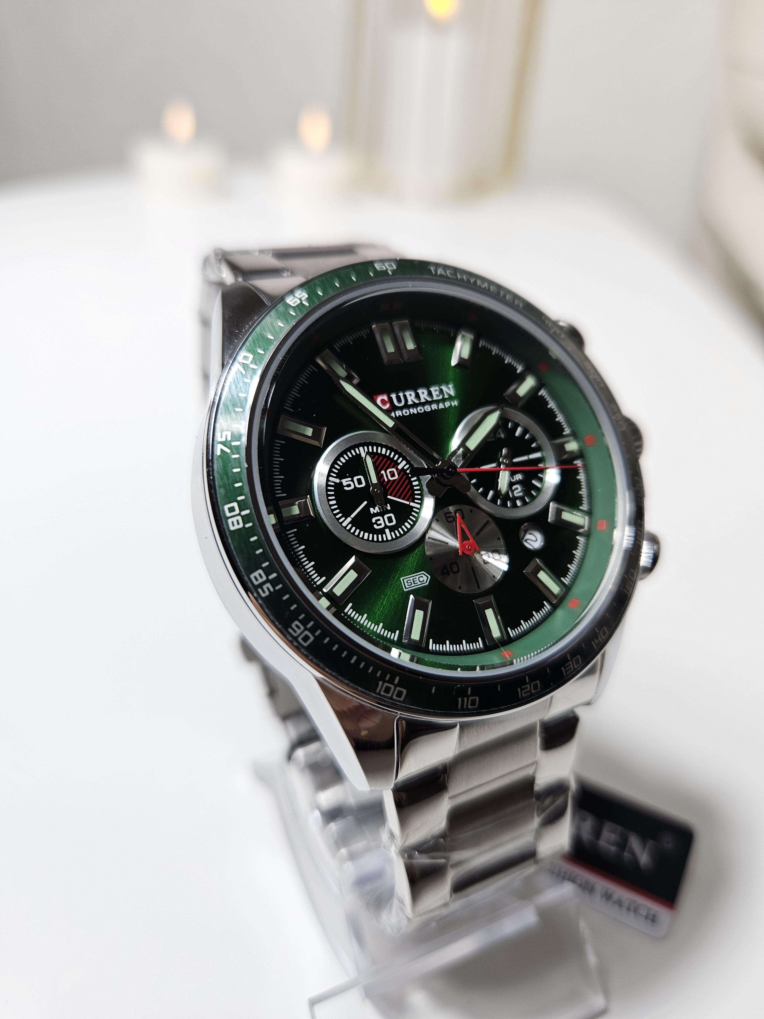 Наручний годинник чоловічий Сurren Diablo Срібний/Зелений циферблат (1111) - фото 6 Наручний годинник чоловічий Сurren Diablo Срібний/Зелений циферблат (1111) - фото 6