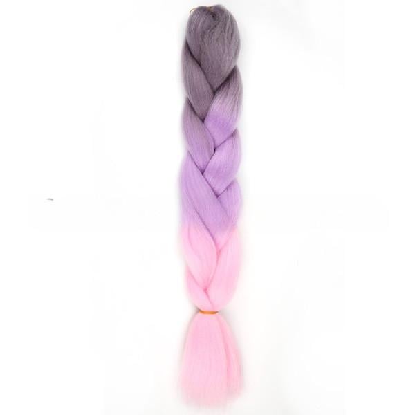 Канекалон омбре Y6 60 см Jumbo Braid Пепельный/Розовый/Фиолетовый