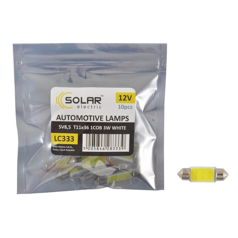 Автолампи світлодіодні Solar 12V SV8.5 T11x36 1COB-8SMD 56LM LC333_P 10 шт. White - фото 2